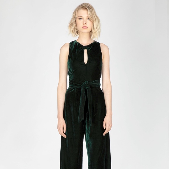 velvet cropped jumpsuit